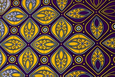 PURPLE YELLOW MOSAIC Afrikanischer Wax Print Stoff